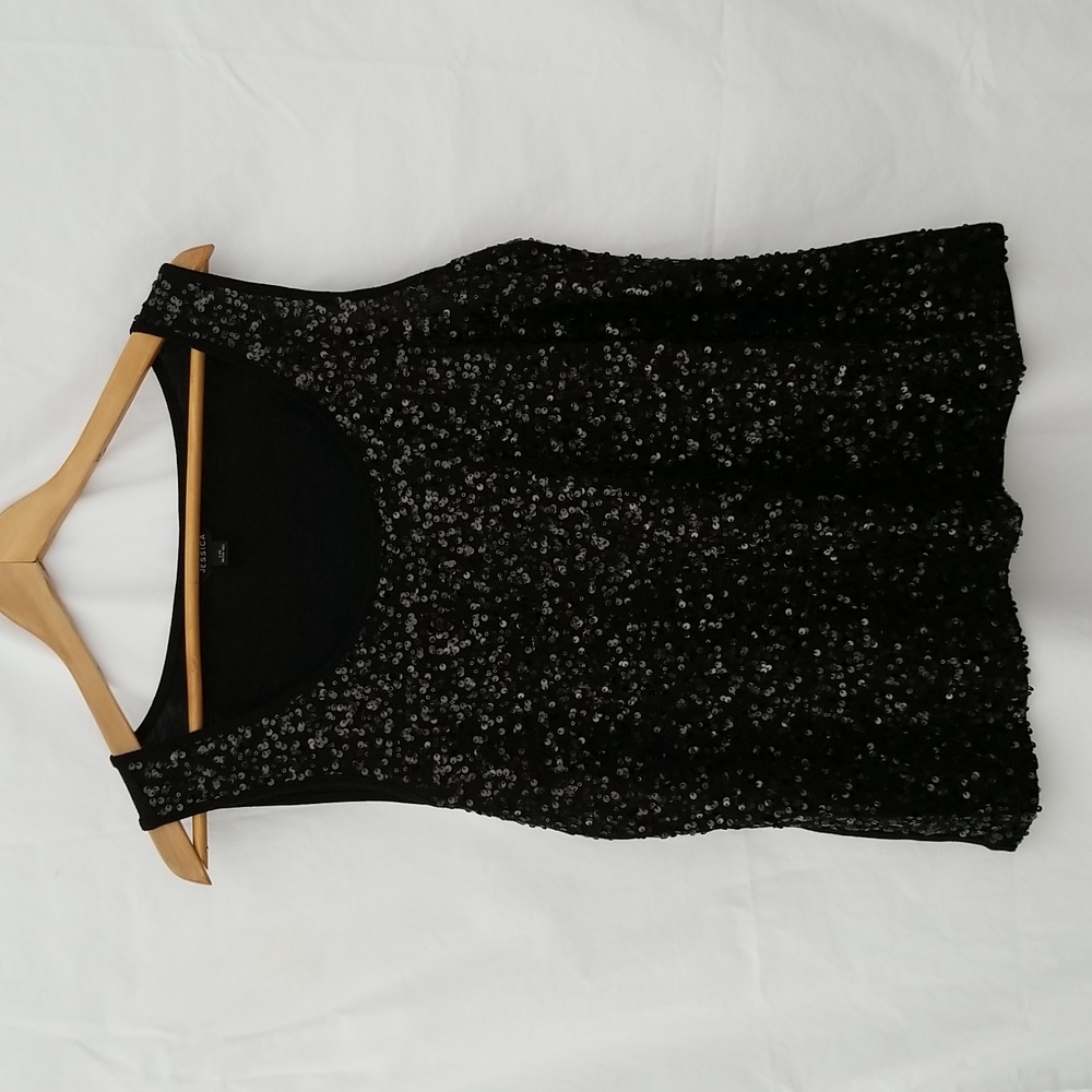 Jessica black sequin tank top size large